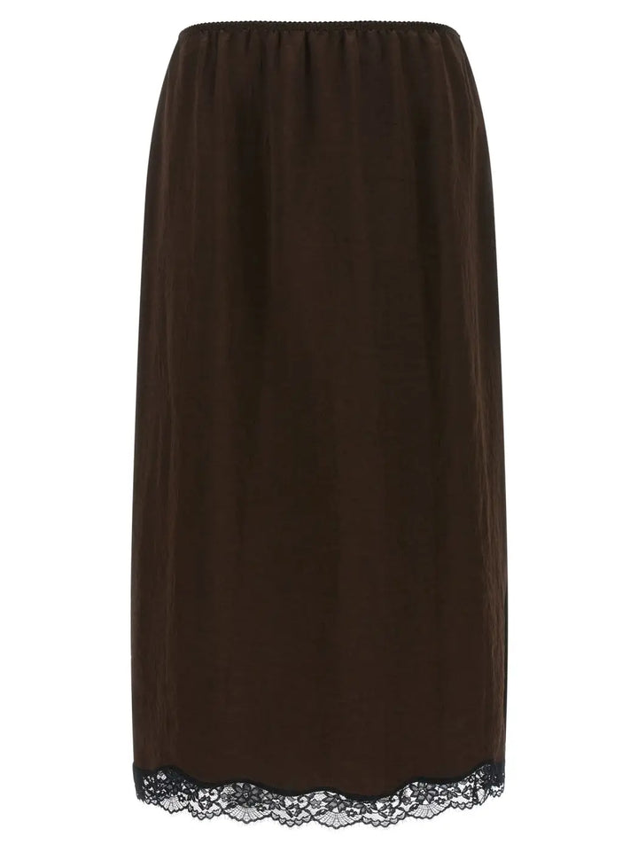 Twinset Brown Marabou Midi Skirt