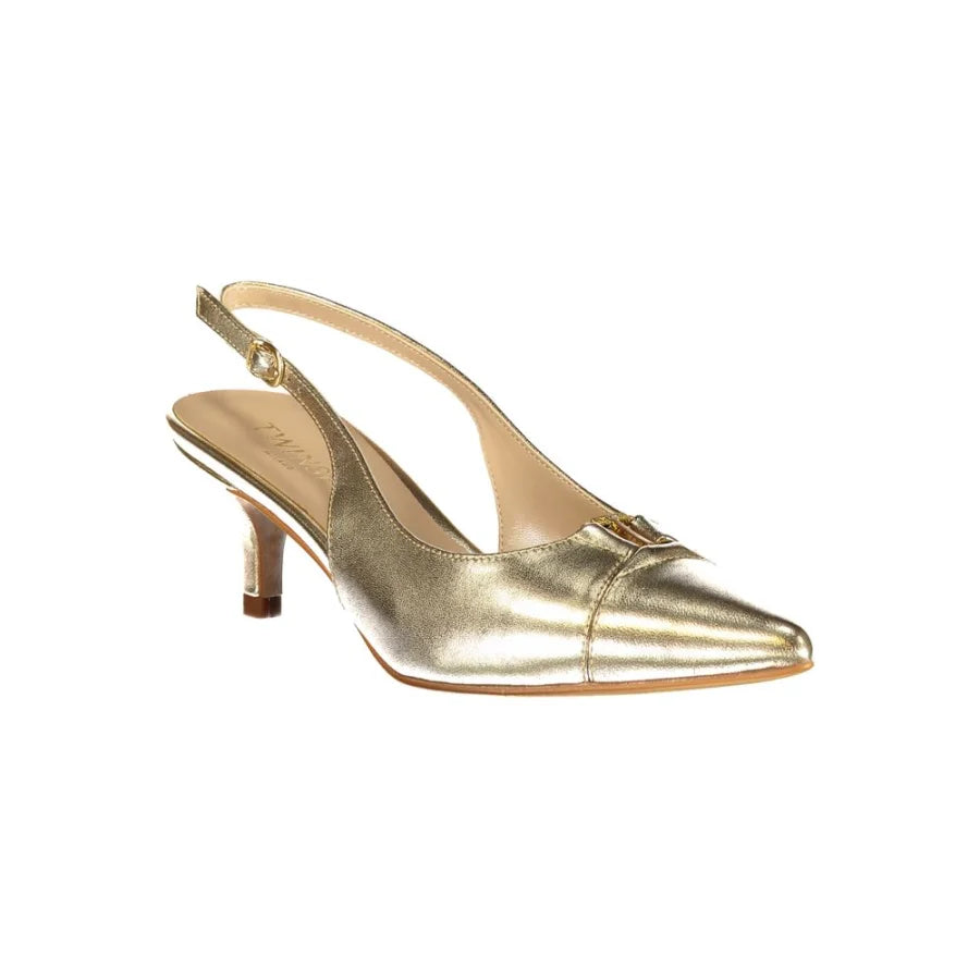 Twinset Gold Leather Women’s Sandal