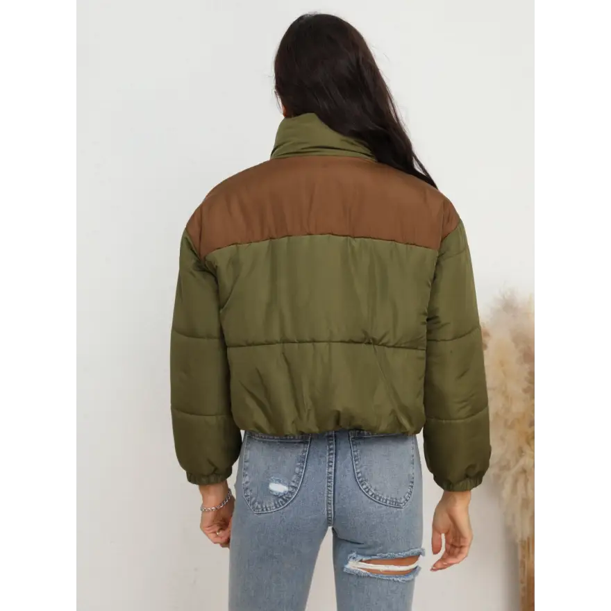 Chic Two Colors Zip Up Puffer Jacket Delivers Winter Warmth Clothing Jackets Trendsi