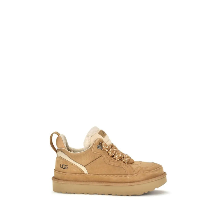 Ugg Beige Calf Leather Bos Taurus Chunky Sneakers