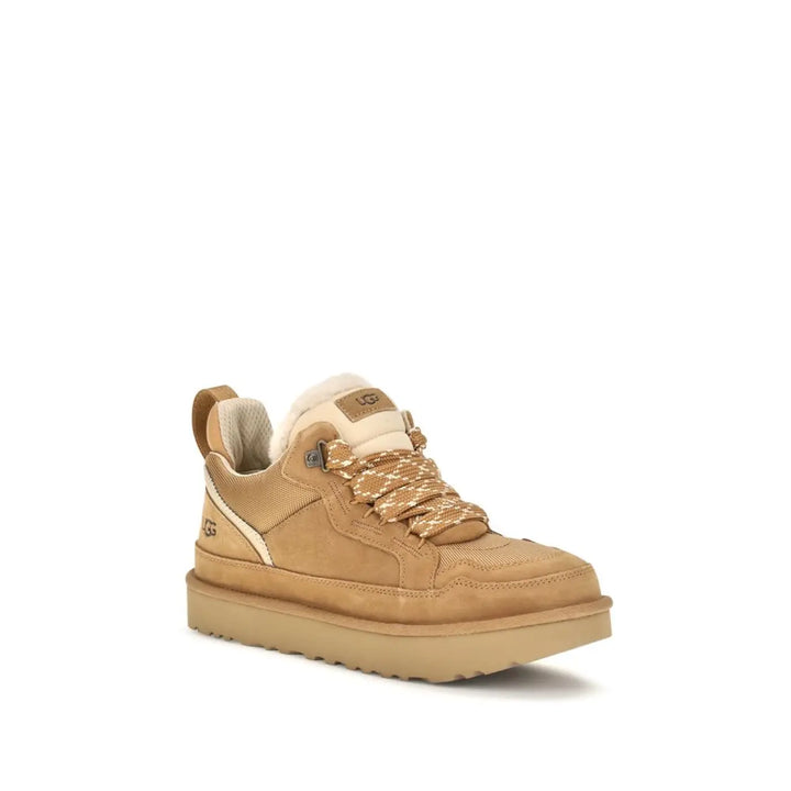 Ugg Beige Calf Leather Bos Taurus Chunky Sneakers