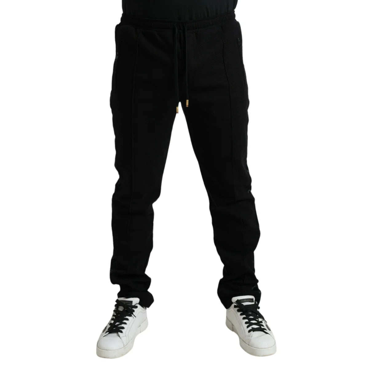 Ultra Chic Dolce Gabbana Black Cotton Blend Jogger Elastic Waist &