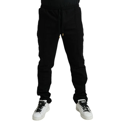 Ultra Chic Dolce Gabbana Black Cotton Blend Jogger Elastic Waist &