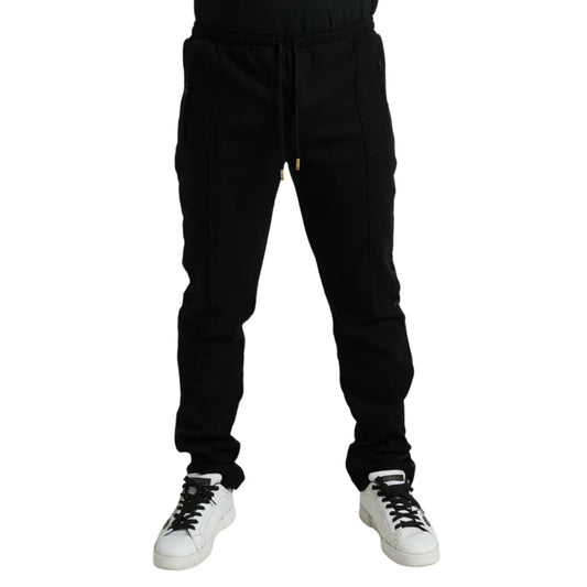 Ultra Chic Dolce Gabbana Black Cotton Blend Jogger Elastic Waist &