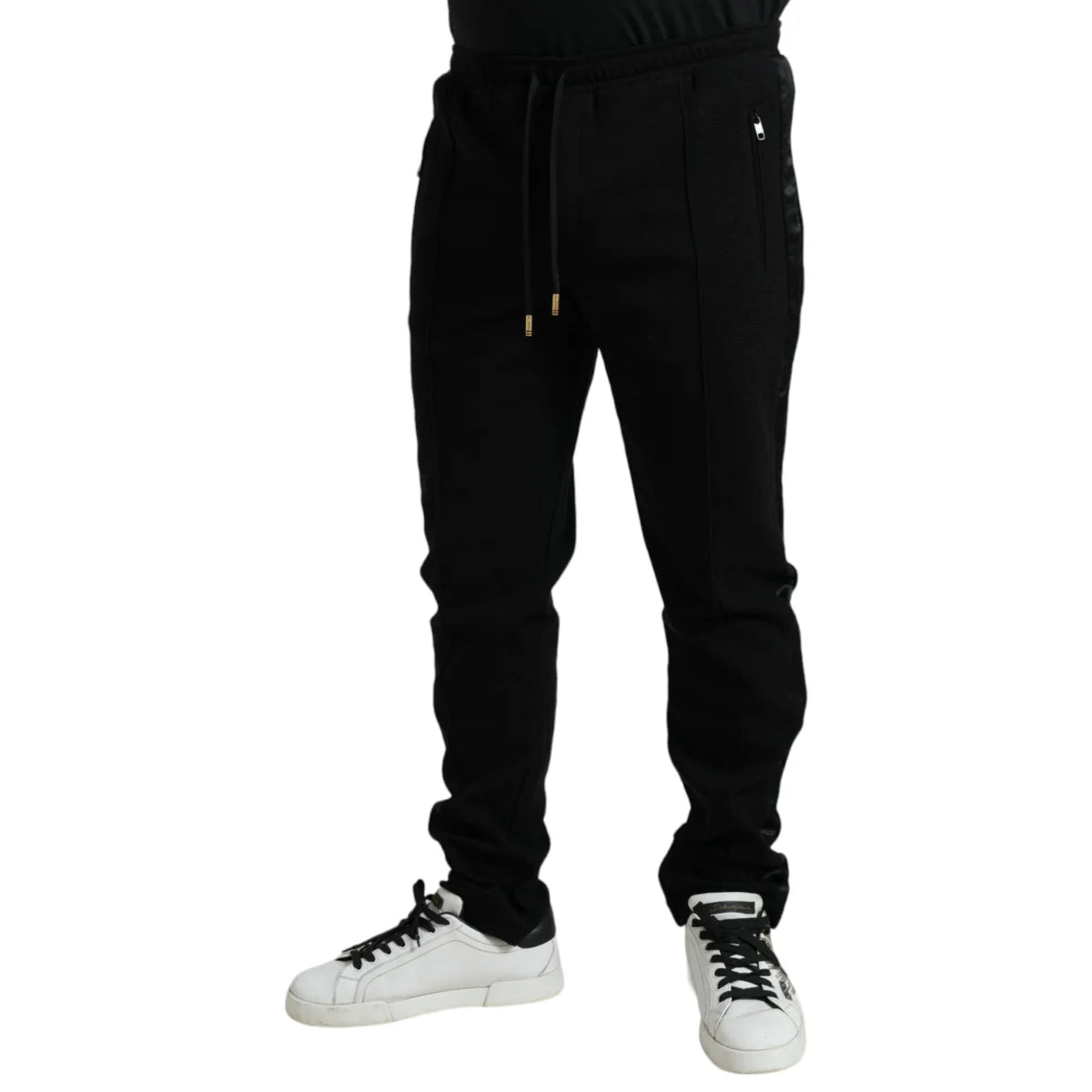Ultra Chic Dolce Gabbana Black Cotton Blend Jogger Elastic Waist &