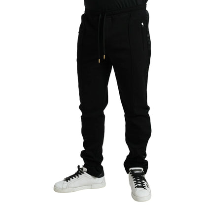 Ultra Chic Dolce Gabbana Black Cotton Blend Jogger Elastic Waist &