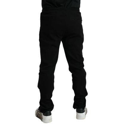 Ultra Chic Dolce Gabbana Black Cotton Blend Jogger Elastic Waist &
