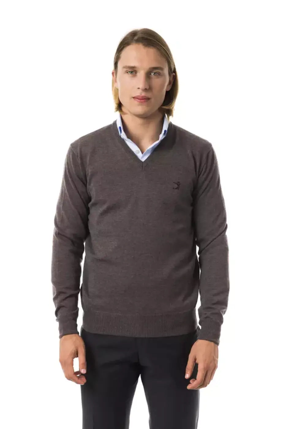 Uominitaliani Gray Merino Wool Men Sweater