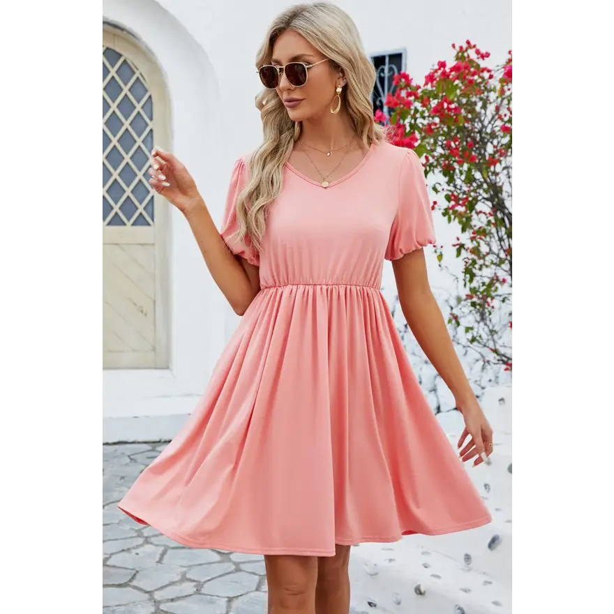 Chic Balloon Sleeve Dress: Flirty & Comfy! Clothing Tops Trendsi