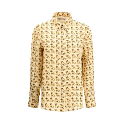 Valentino Beige Silk Pattern Shirt