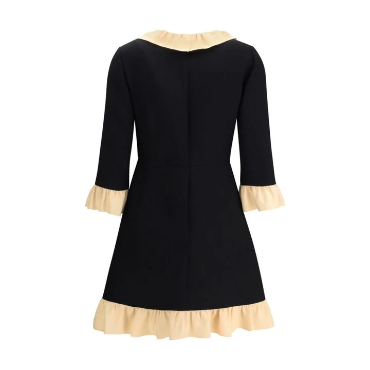 Valentino Black Fleece Wool Cocktail Dress