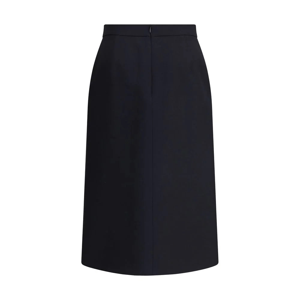 Valentino Black Fleece Wool Midi Skirt