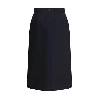 Valentino Black Fleece Wool Midi Skirt