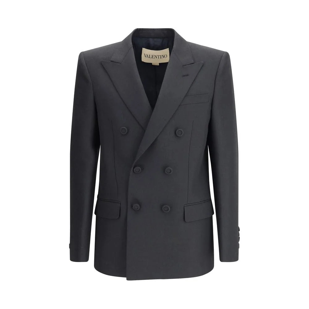 Valentino Black Polyester Coat