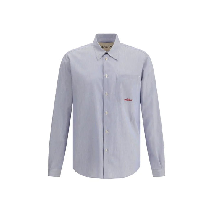 Valentino Blue Cotton Pattern Shirt