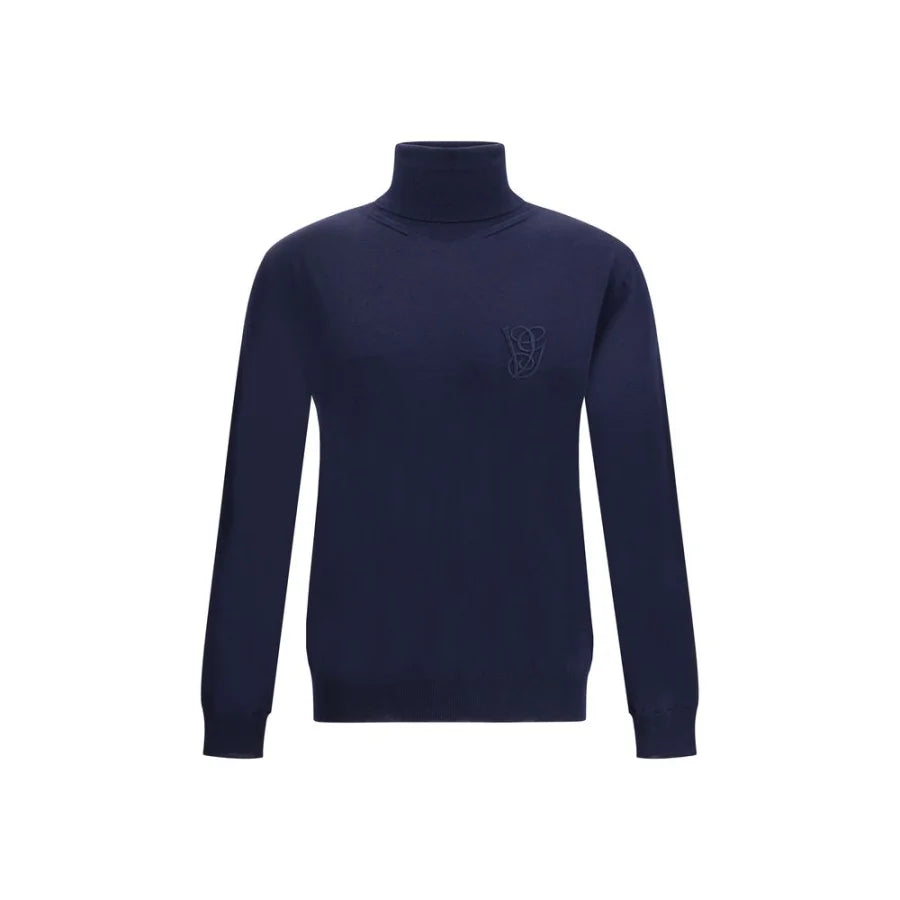 Valentino Blue Fleece Wool Turtleneck