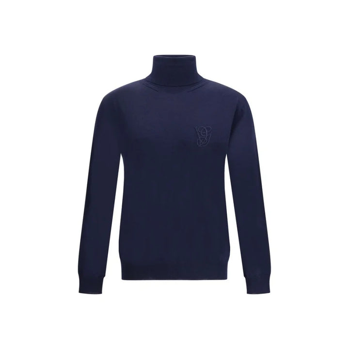 Valentino Blue Fleece Wool Turtleneck