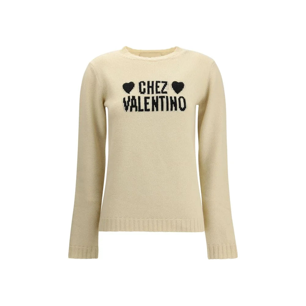 Valentino Cream Fleece Wool Sweatshirt