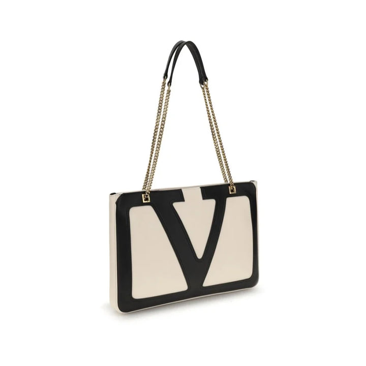 Valentino Garavani Beige Calf Leather Bos Taurus Shoulder Bag