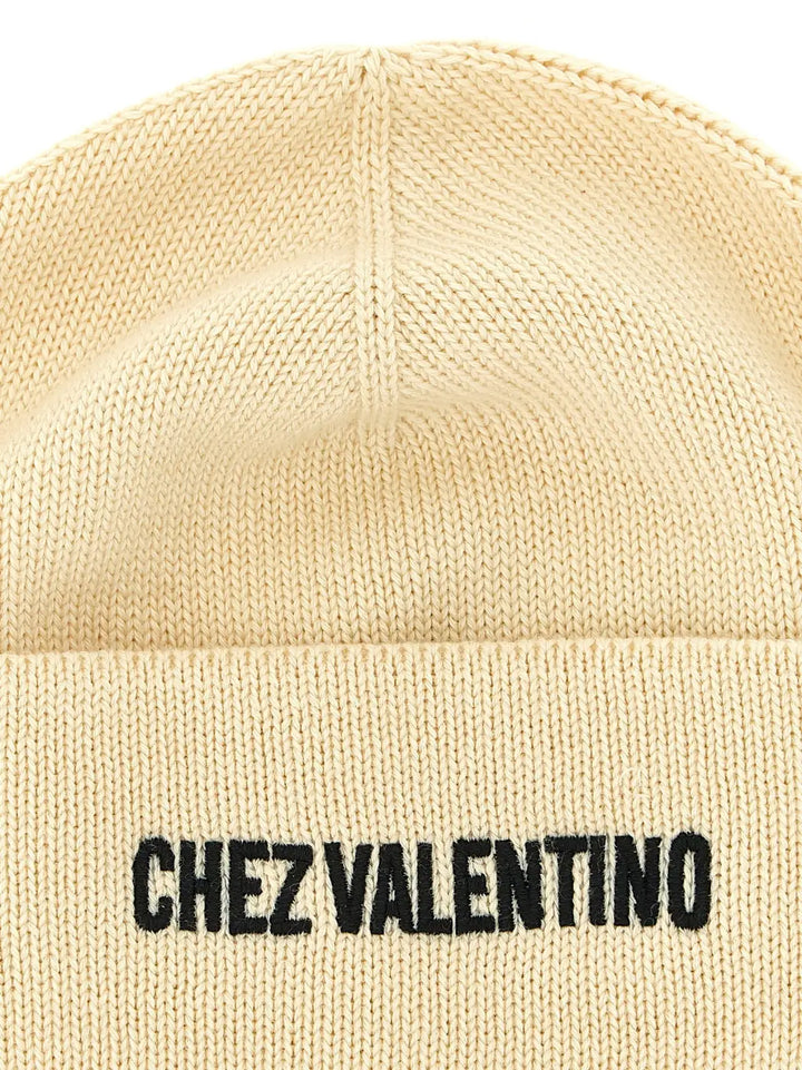 Valentino Garavani Beige Cotton Beanie
