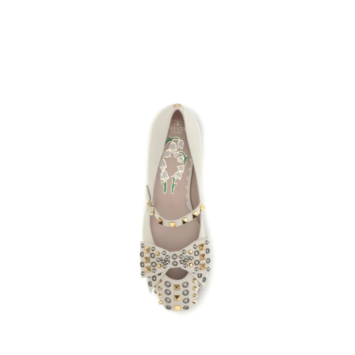 Valentino Garavani Beige Goatskin Ballet Flats
