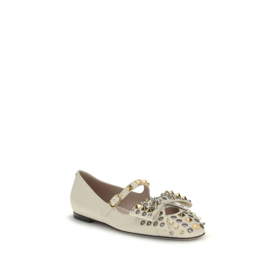 Valentino Garavani Beige Goatskin Ballet Flats
