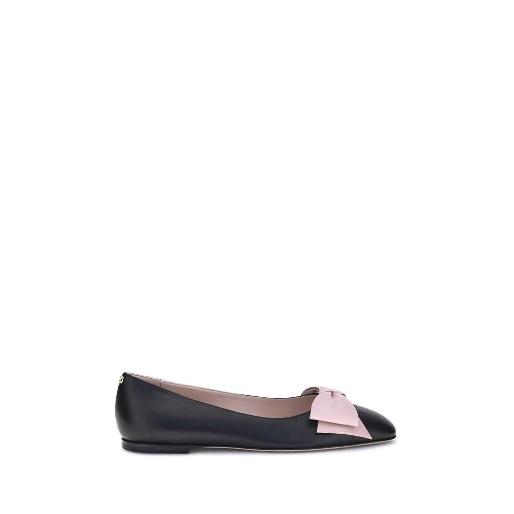 Valentino Garavani Black Calf Leather Bos Taurus Ballet Flats