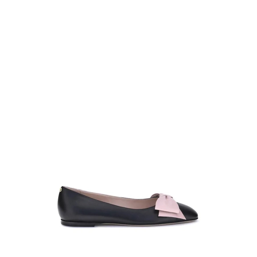 Valentino Garavani Black Calf Leather Bos Taurus Ballet Flats
