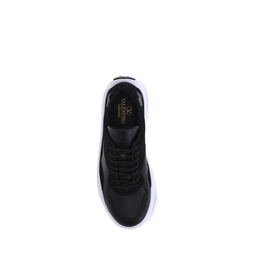 Valentino Garavani Black Calf Leather Bos Taurus Chunky Sneakers