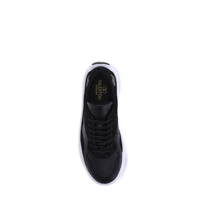 Valentino Garavani Black Calf Leather Bos Taurus Chunky Sneakers