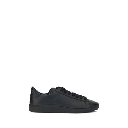 Valentino Garavani Black Calf Leather Bos Taurus Low Top Sneakers