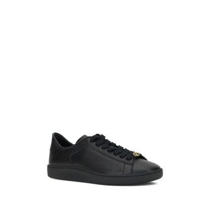 Valentino Garavani Black Calf Leather Bos Taurus Low Top Sneakers