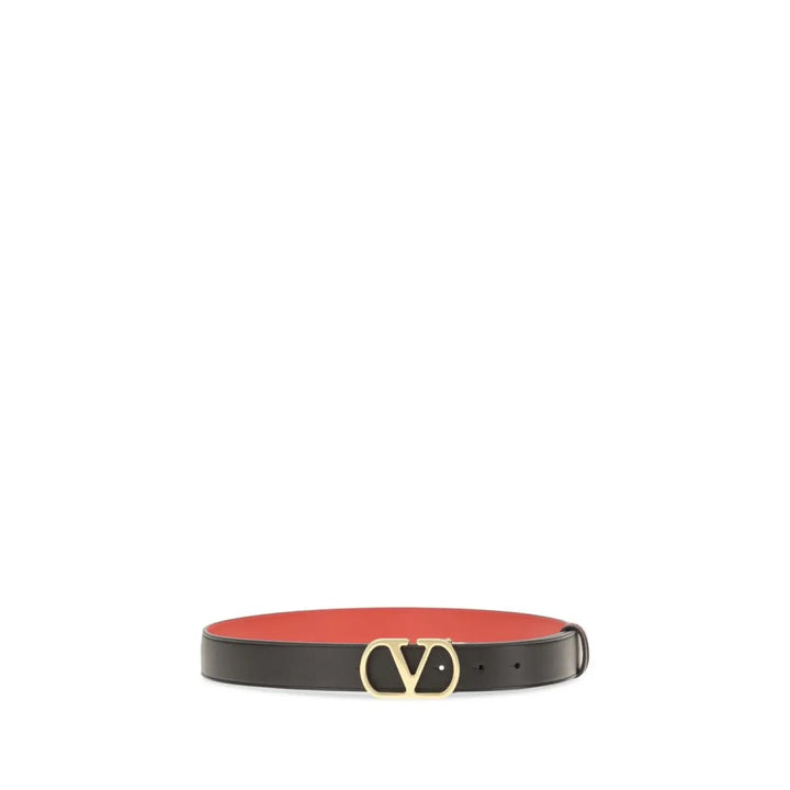 Valentino Garavani Black Calf Leather Bos Taurus Regular Belt