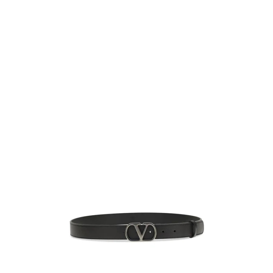 Valentino Garavani Black Calf Leather Bos Taurus Regular Belt