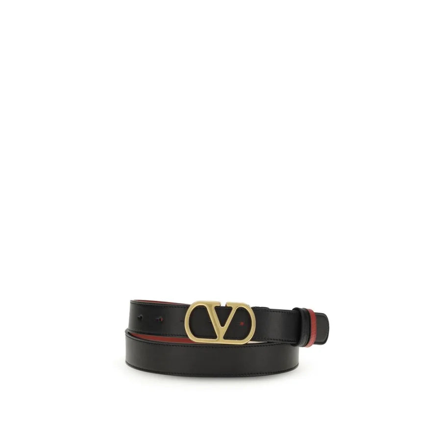 Valentino Garavani Black Calf Leather Bos Taurus Regular Belt