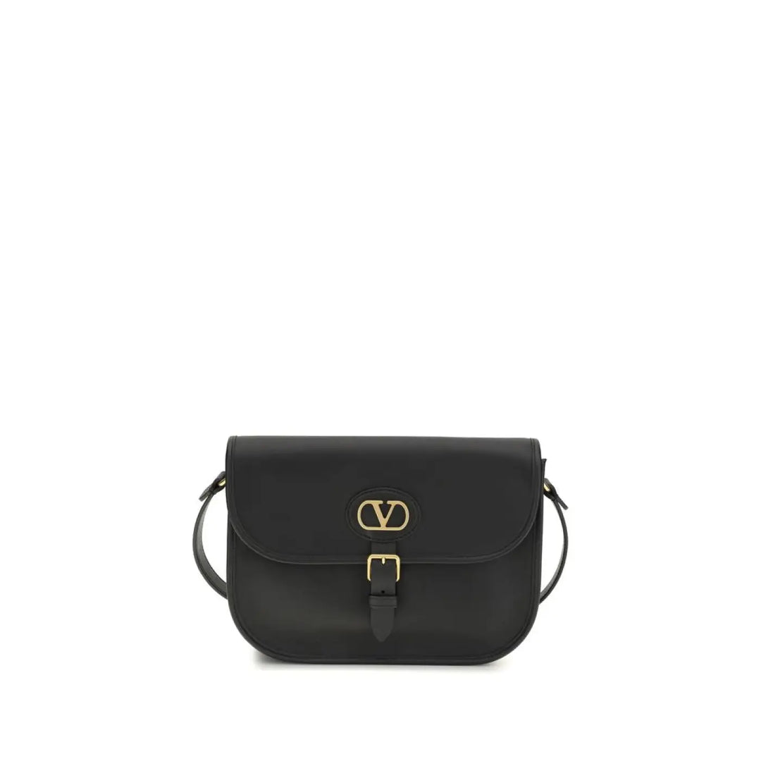 Valentino Garavani Black Calf Leather Bos Taurus Shoulder Bag