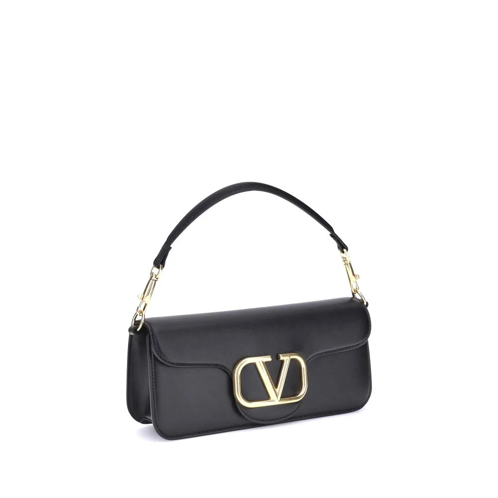 Valentino Garavani Black Calf Leather Bos Taurus Shoulder Bag