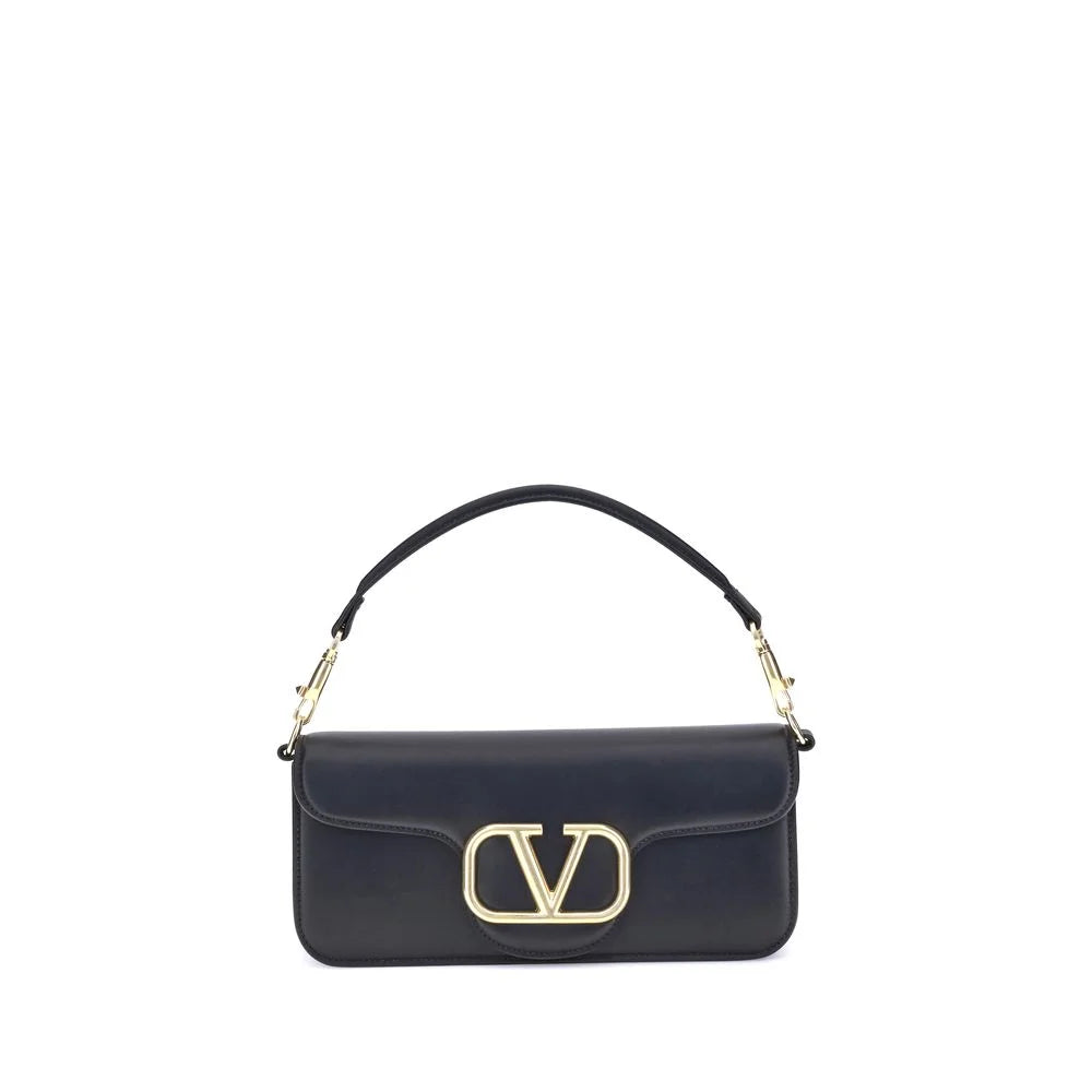 Valentino Garavani Black Calf Leather Bos Taurus Shoulder Bag