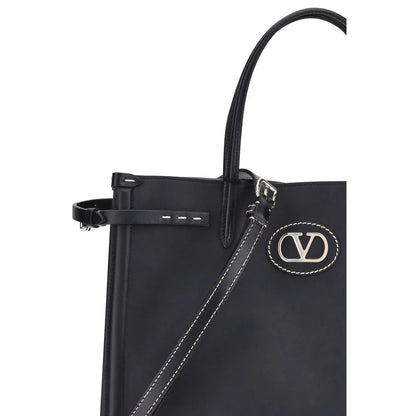 Valentino Garavani Black Calf Leather Bos Taurus Shoulder Bag