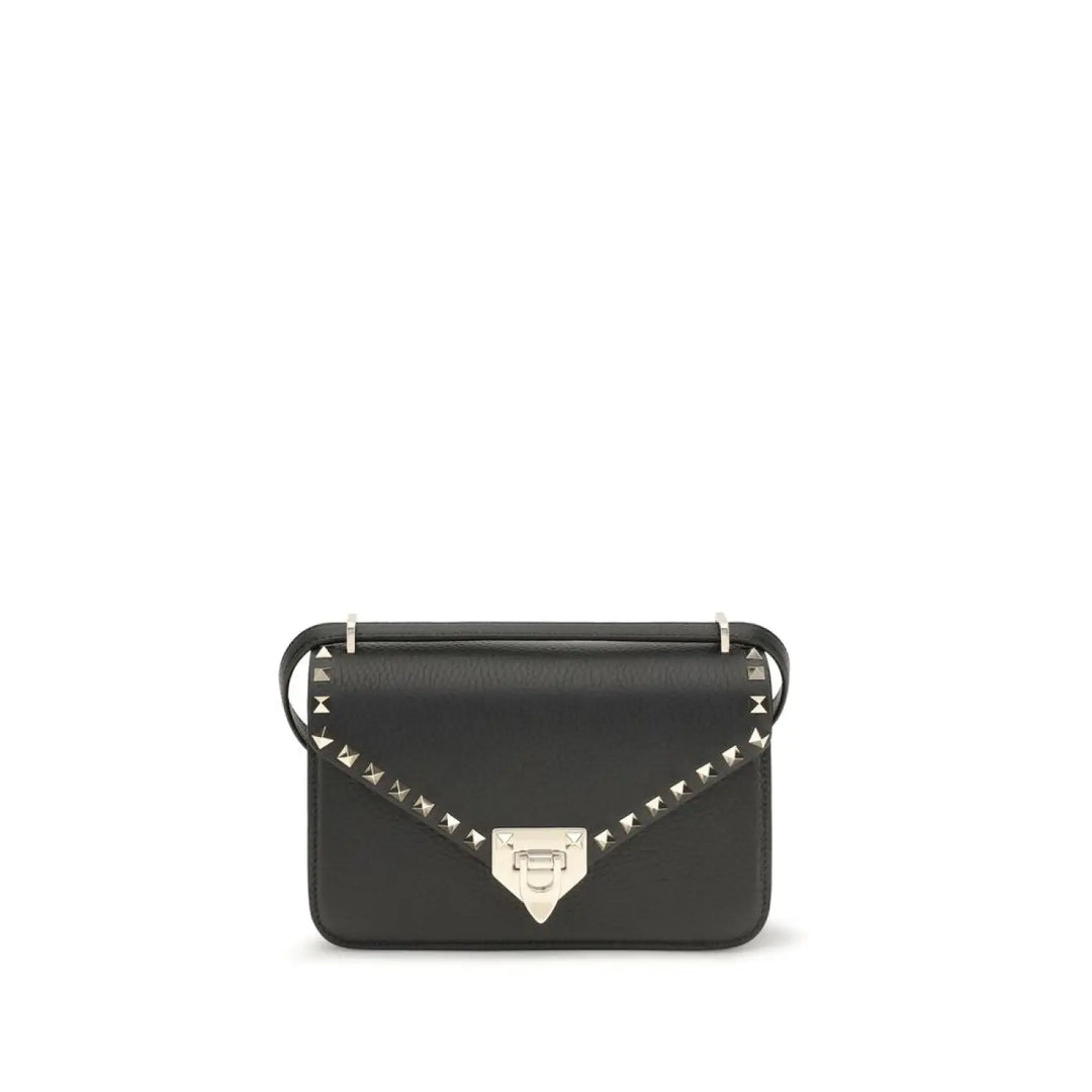 Valentino Garavani Black Calf Leather Bos Taurus Shoulder Bag