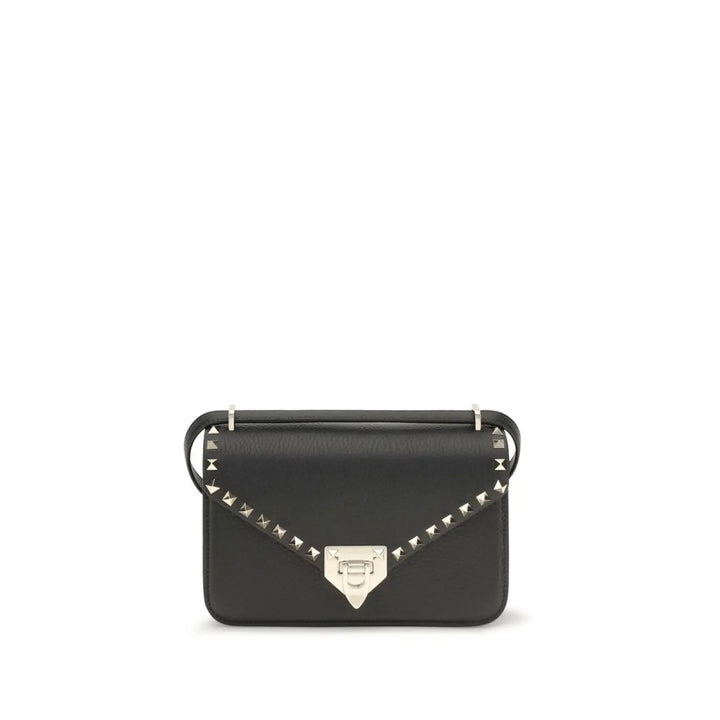 Valentino Garavani Black Calf Leather Bos Taurus Shoulder Bag