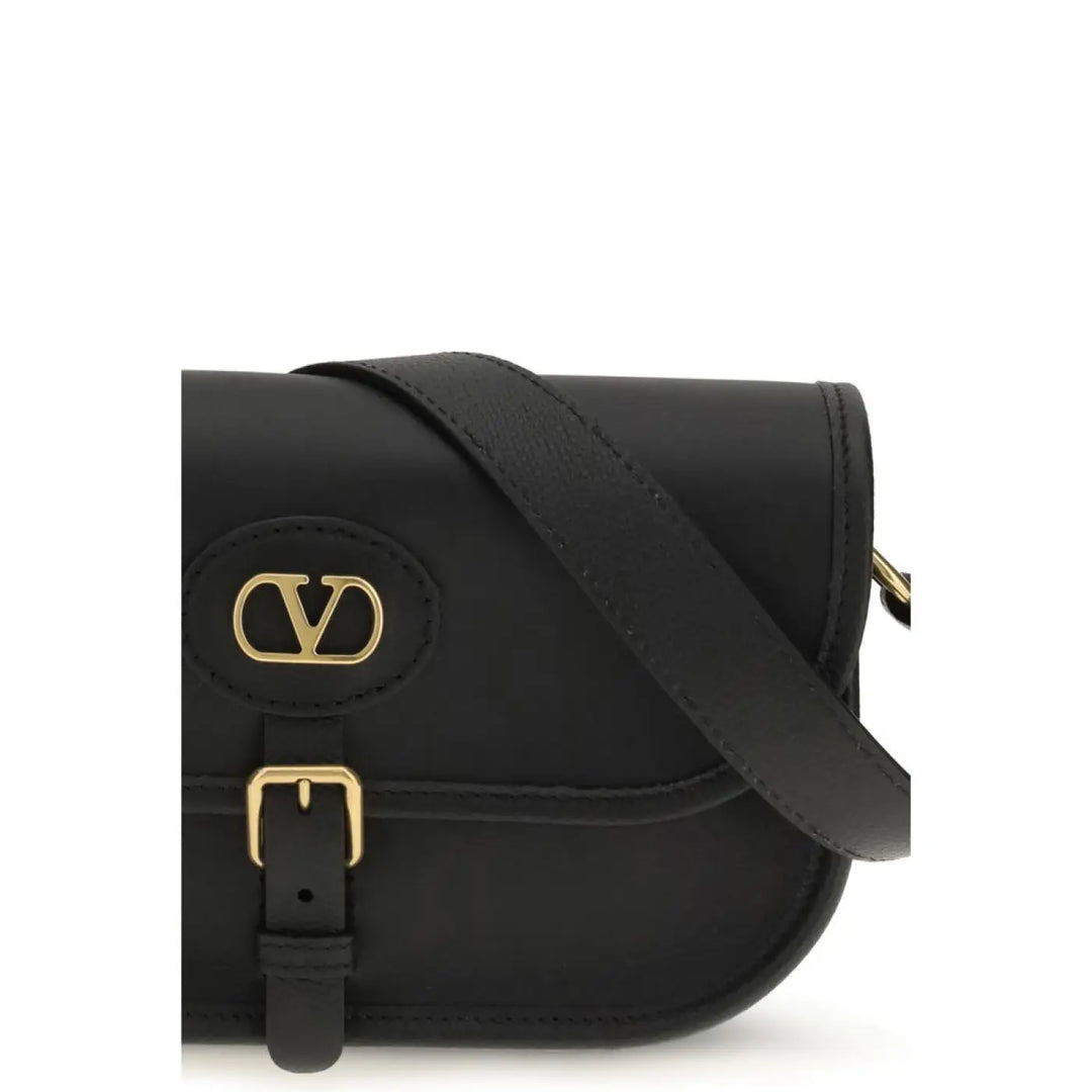 Valentino Garavani Black Calf Leather Bos Taurus Shoulder Bag