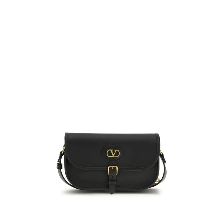 Valentino Garavani Black Calf Leather Bos Taurus Shoulder Bag