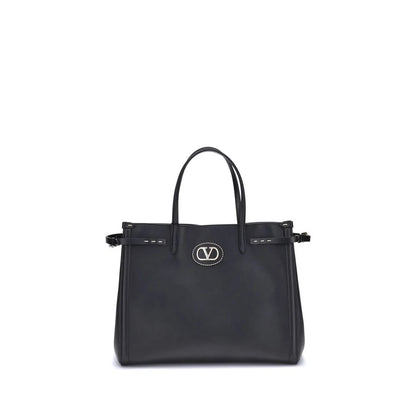 Valentino Garavani Black Calf Leather Bos Taurus Shoulder Bag