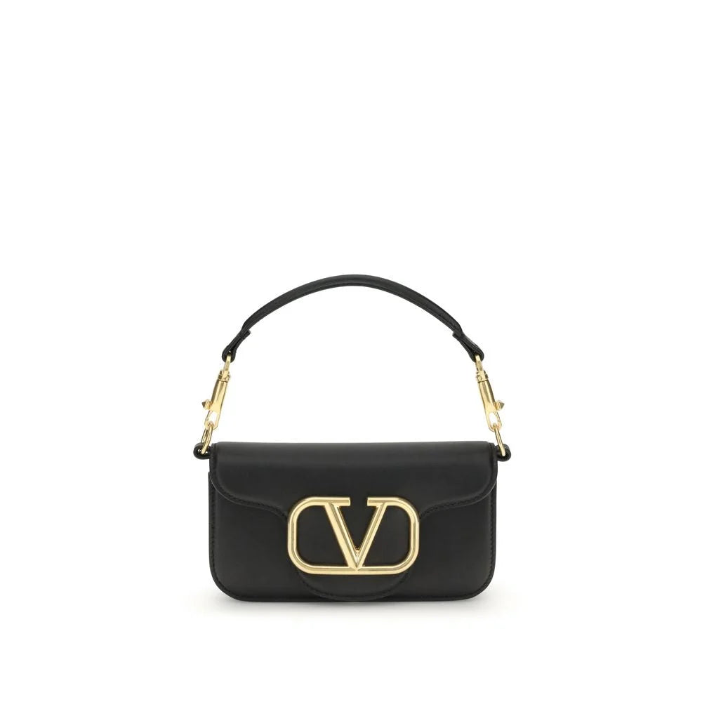 Valentino Garavani Black Calf Leather Bos Taurus Shoulder Bag