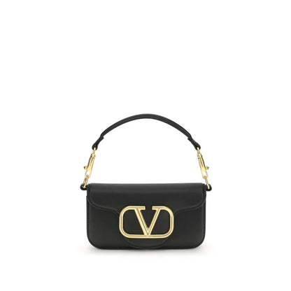 Valentino Garavani Black Calf Leather Bos Taurus Shoulder Bag