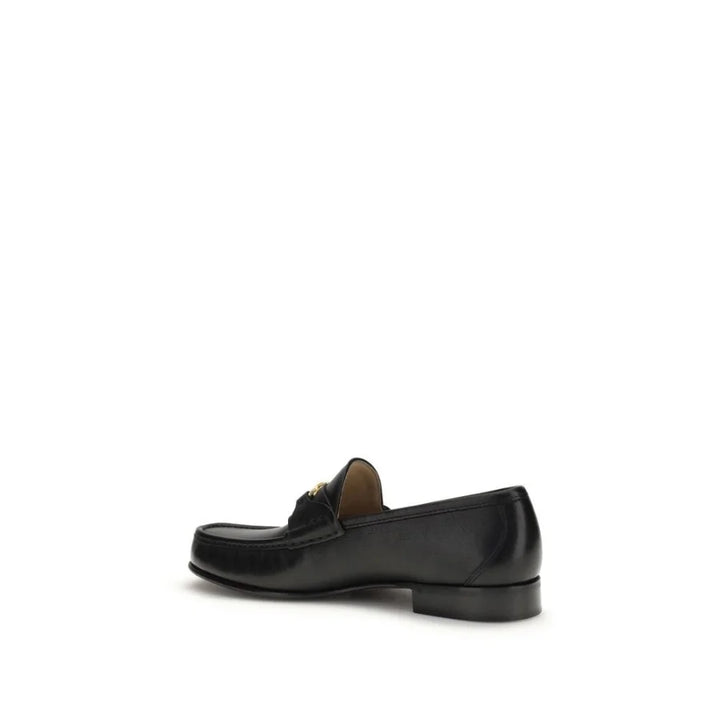 Valentino Garavani Black Calf Leather Bos Taurus Slip-On Loafers