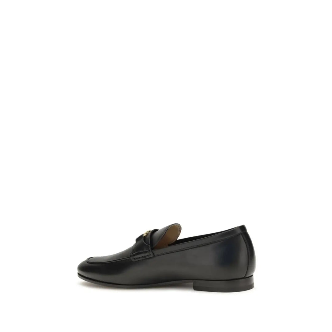 Valentino Garavani Black Calf Leather Bos Taurus Slip-on Loafers