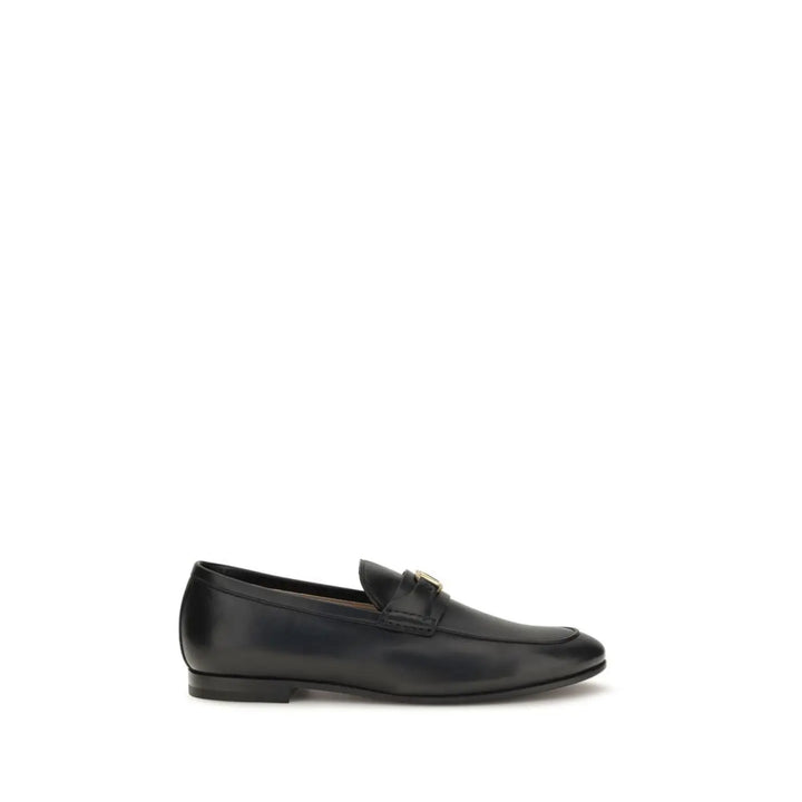 Valentino Garavani Black Calf Leather Bos Taurus Slip-on Loafers