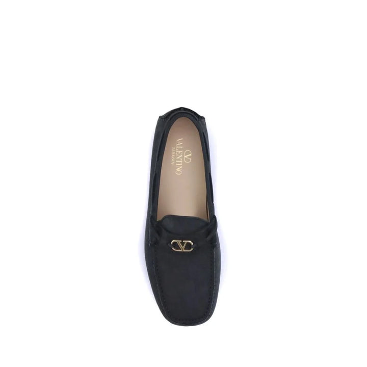 Valentino Garavani Black Calf Leather Bos Taurus Slip-On Loafers